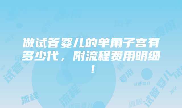 做试管婴儿的单角子宫有多少代，附流程费用明细！