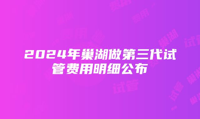 2024年巢湖做第三代试管费用明细公布