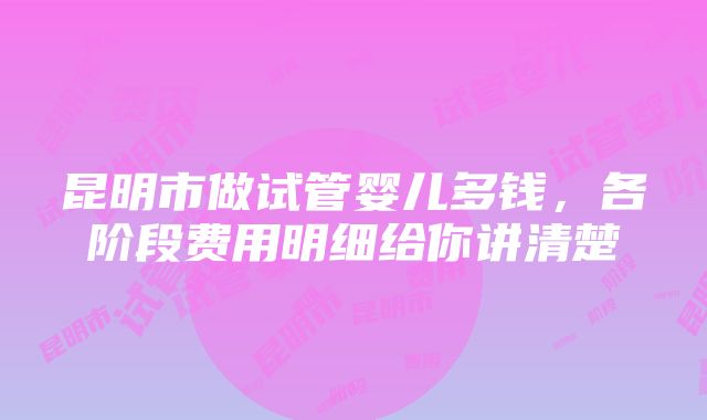 昆明市做试管婴儿多钱，各阶段费用明细给你讲清楚