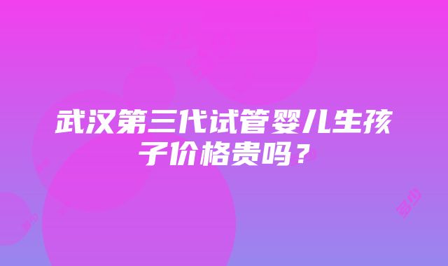 武汉第三代试管婴儿生孩子价格贵吗？