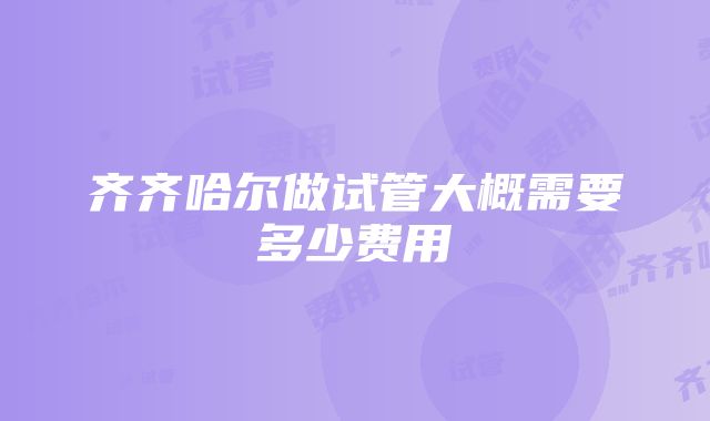 齐齐哈尔做试管大概需要多少费用