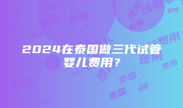 2024在泰国做三代试管婴儿费用？