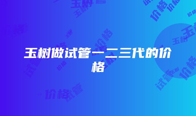 玉树做试管一二三代的价格