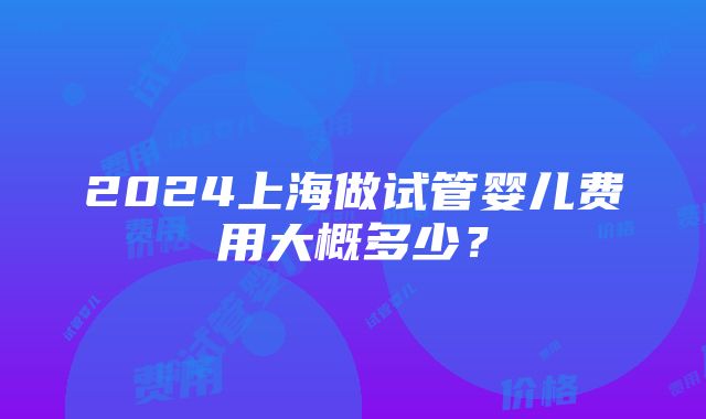 2024上海做试管婴儿费用大概多少？