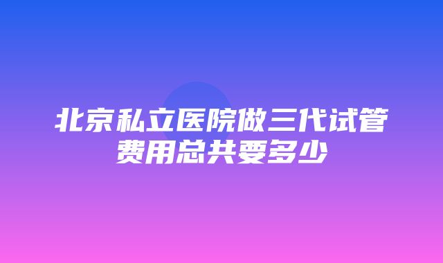 北京私立医院做三代试管费用总共要多少