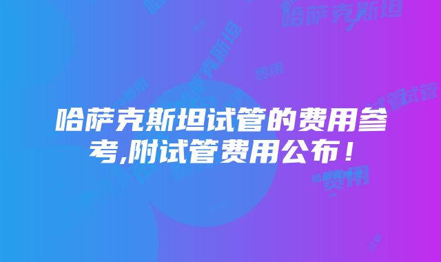 哈萨克斯坦试管的费用参考,附试管费用公布！