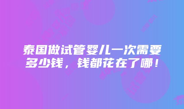 泰国做试管婴儿一次需要多少钱，钱都花在了哪！