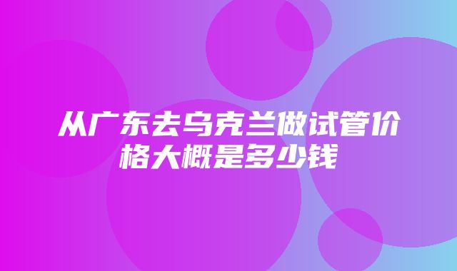 从广东去乌克兰做试管价格大概是多少钱