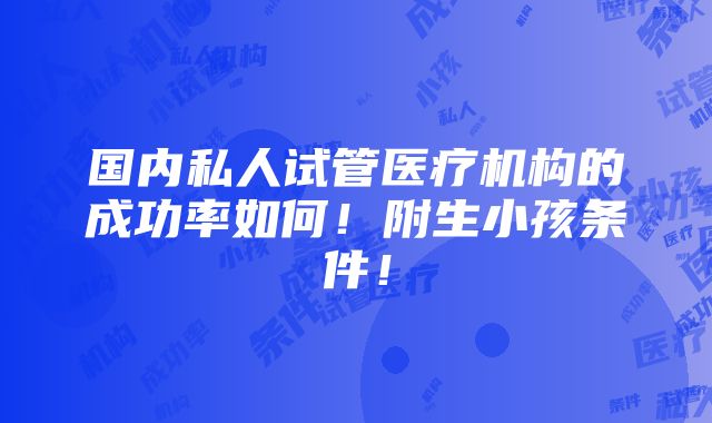 国内私人试管医疗机构的成功率如何！附生小孩条件！