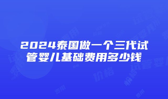 2024泰国做一个三代试管婴儿基础费用多少钱