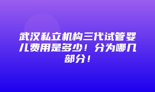 武汉私立机构三代试管婴儿费用是多少！分为哪几部分！