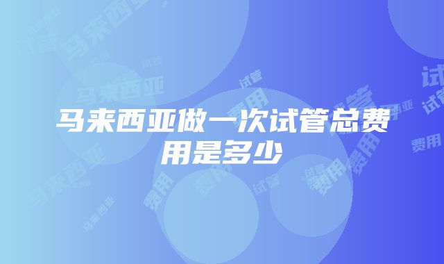 马来西亚做一次试管总费用是多少