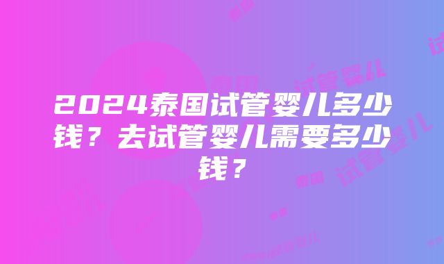 2024泰国试管婴儿多少钱？去试管婴儿需要多少钱？