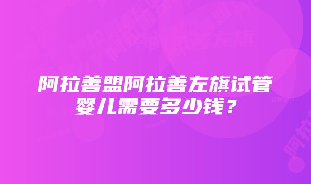 阿拉善盟阿拉善左旗试管婴儿需要多少钱？