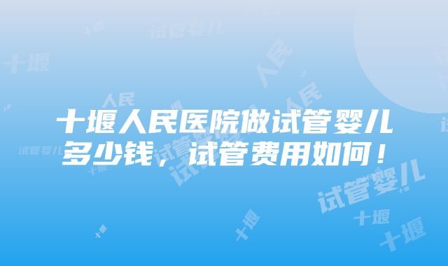 十堰人民医院做试管婴儿多少钱，试管费用如何！