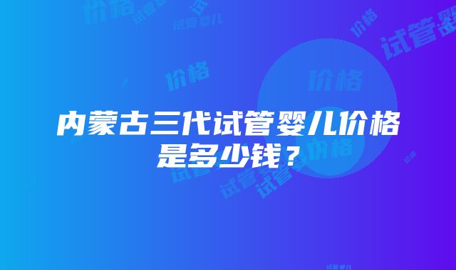 内蒙古三代试管婴儿价格是多少钱？