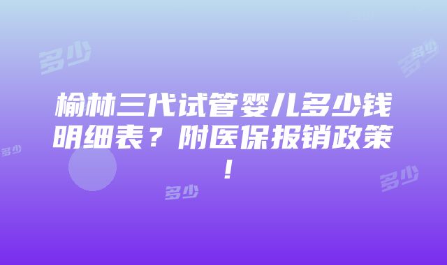 榆林三代试管婴儿多少钱明细表？附医保报销政策！