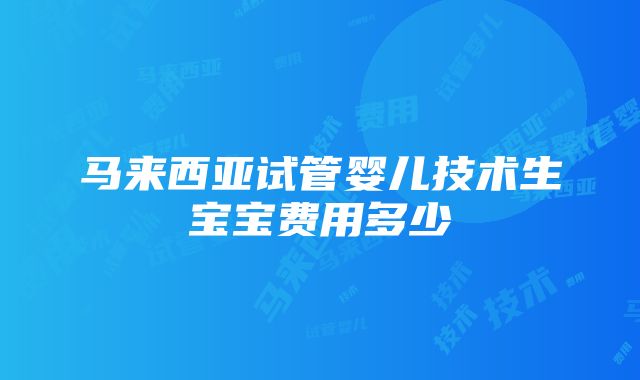 马来西亚试管婴儿技术生宝宝费用多少