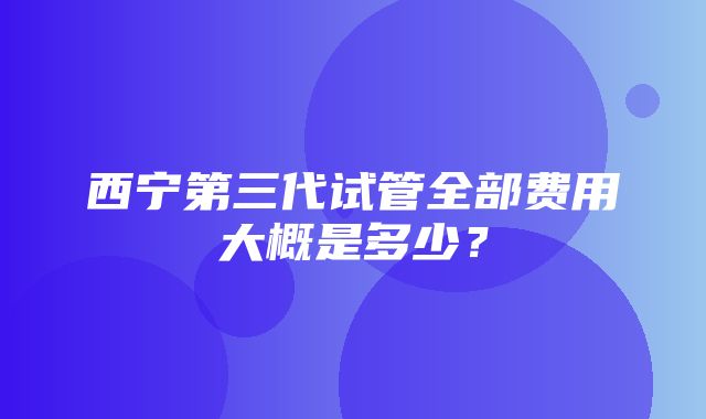 西宁第三代试管全部费用大概是多少？