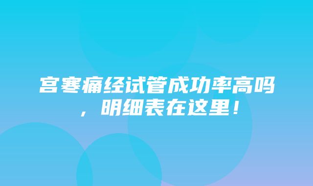 宫寒痛经试管成功率高吗，明细表在这里！