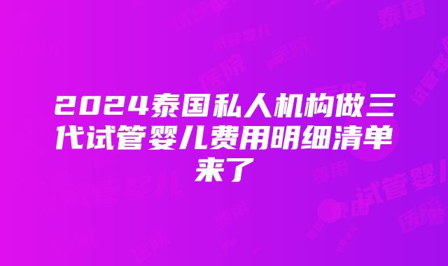 2024泰国私人机构做三代试管婴儿费用明细清单来了