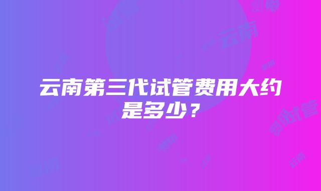 云南第三代试管费用大约是多少？