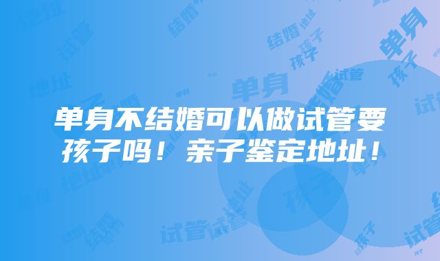 单身不结婚可以做试管要孩子吗！亲子鉴定地址！