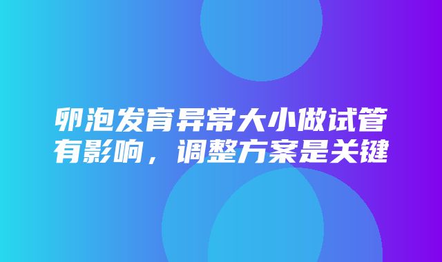 卵泡发育异常大小做试管有影响，调整方案是关键