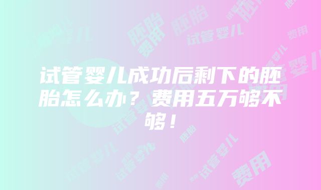 试管婴儿成功后剩下的胚胎怎么办？费用五万够不够！