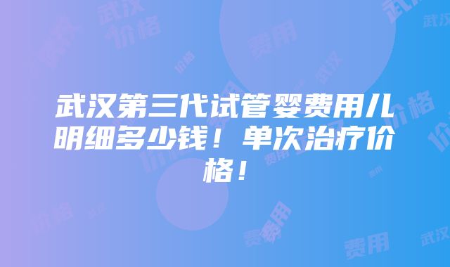 武汉第三代试管婴费用儿明细多少钱！单次治疗价格！