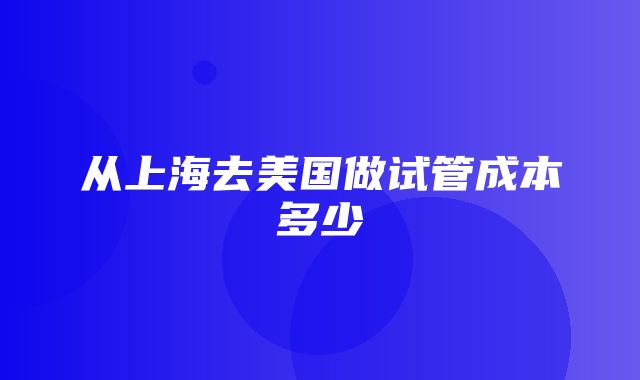 从上海去美国做试管成本多少