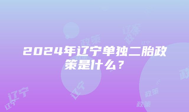 2024年辽宁单独二胎政策是什么？