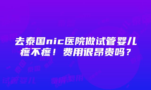 去泰国nic医院做试管婴儿疼不疼！费用很昂贵吗？