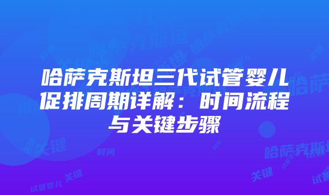 哈萨克斯坦三代试管婴儿促排周期详解：时间流程与关键步骤