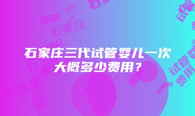 石家庄三代试管婴儿一次大概多少费用？