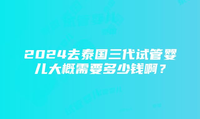 2024去泰国三代试管婴儿大概需要多少钱啊？