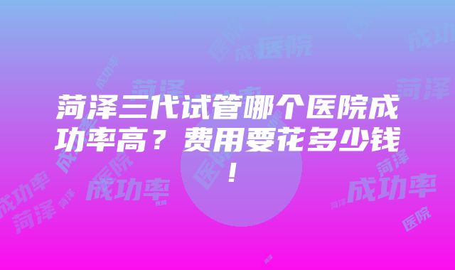 菏泽三代试管哪个医院成功率高？费用要花多少钱！