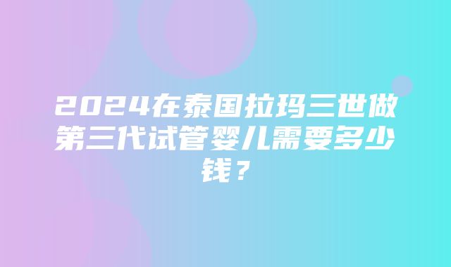 2024在泰国拉玛三世做第三代试管婴儿需要多少钱？