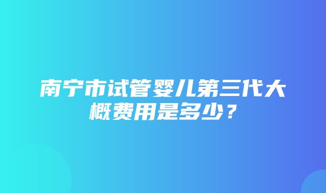 南宁市试管婴儿第三代大概费用是多少？