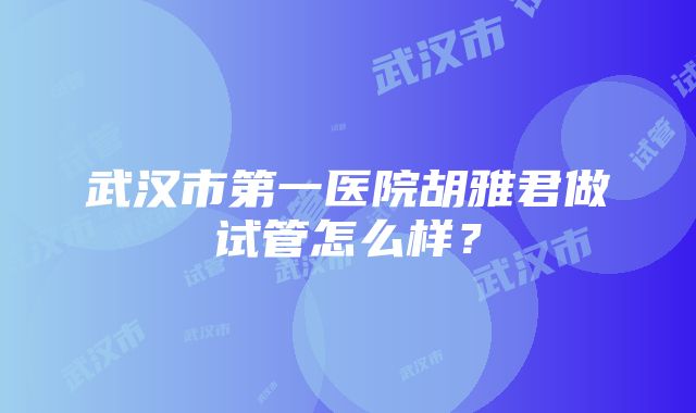 武汉市第一医院胡雅君做试管怎么样？