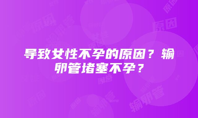 导致女性不孕的原因？输卵管堵塞不孕？