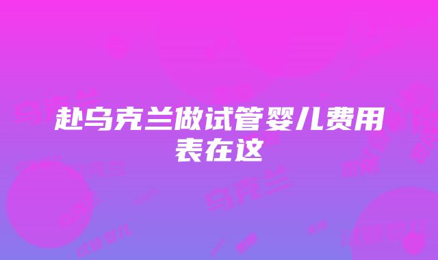 赴乌克兰做试管婴儿费用表在这