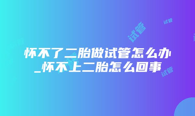 怀不了二胎做试管怎么办_怀不上二胎怎么回事