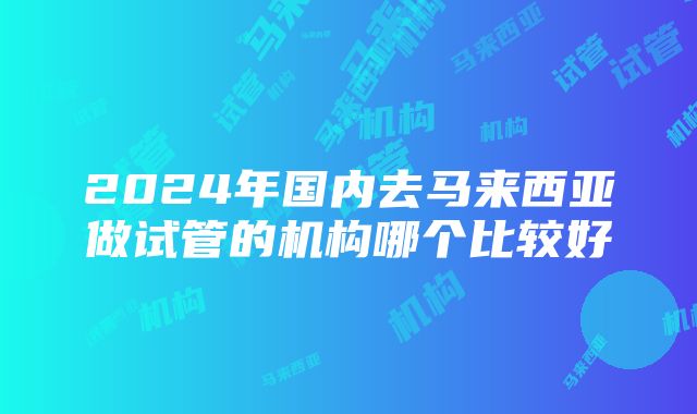 2024年国内去马来西亚做试管的机构哪个比较好