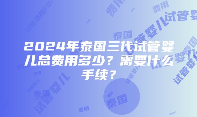 2024年泰国三代试管婴儿总费用多少？需要什么手续？