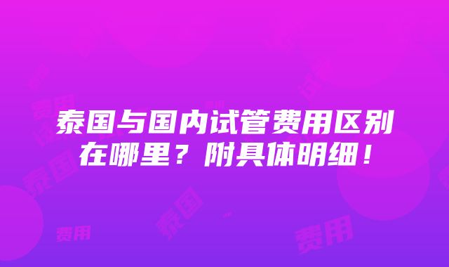 泰国与国内试管费用区别在哪里？附具体明细！