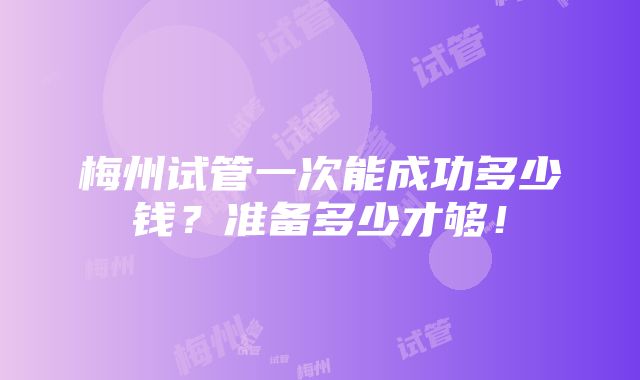 梅州试管一次能成功多少钱？准备多少才够！