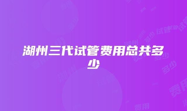 湖州三代试管费用总共多少