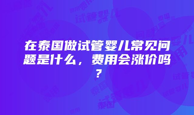 在泰国做试管婴儿常见问题是什么，费用会涨价吗？