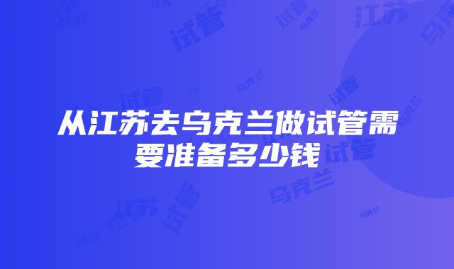 从江苏去乌克兰做试管需要准备多少钱